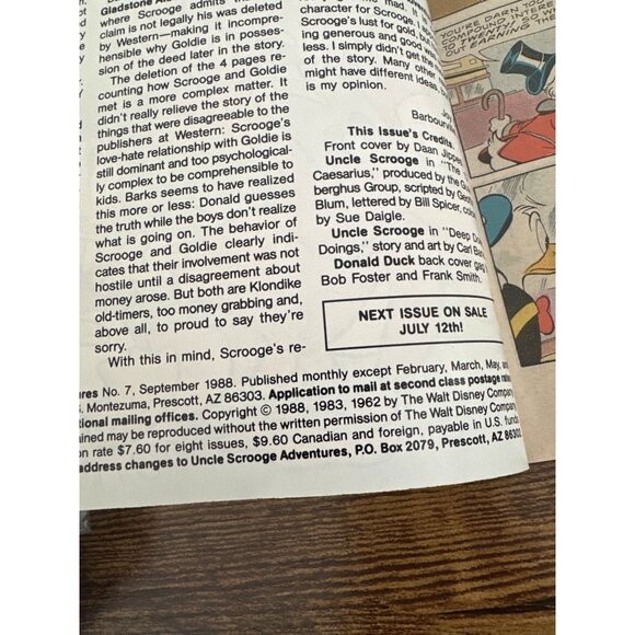 Walt Disneys Uncle Scrooge Adventures Comic #7 September 1988 Bagged Boarded - Picture 6 of 6